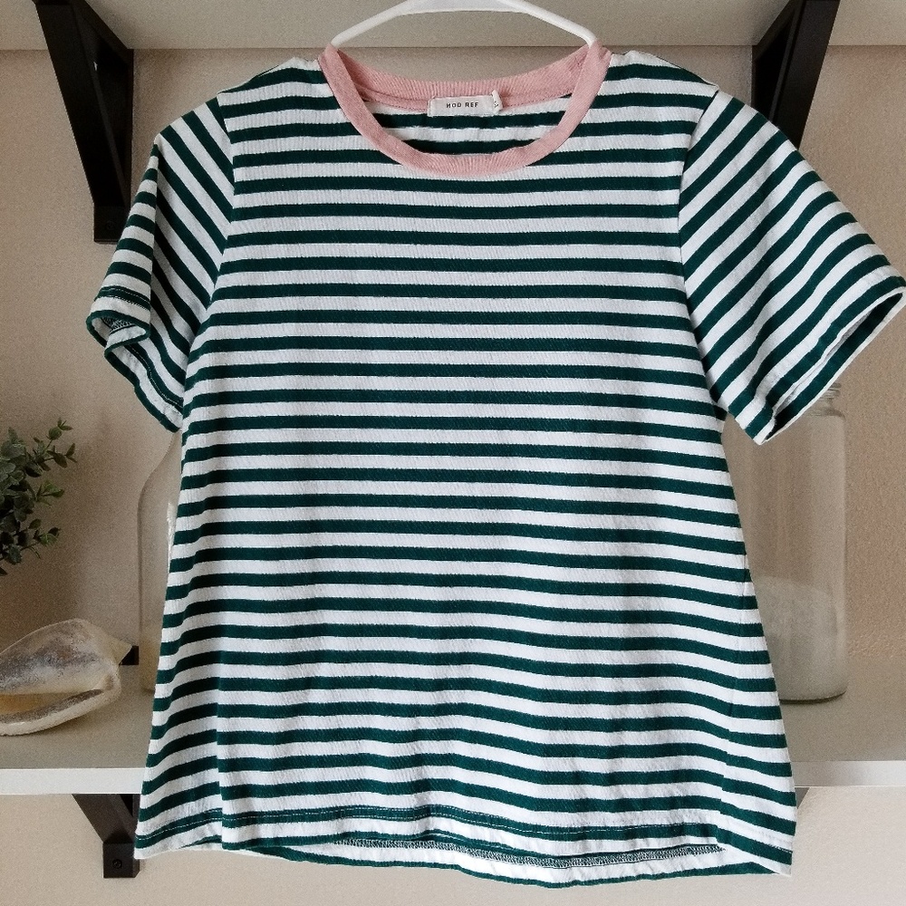 Green striped top